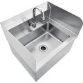 Global Equipment Stainless Steel Hands Free Wall Mount Sink W/Faucet   Splash Guards HN-HS-18SPPS-WM